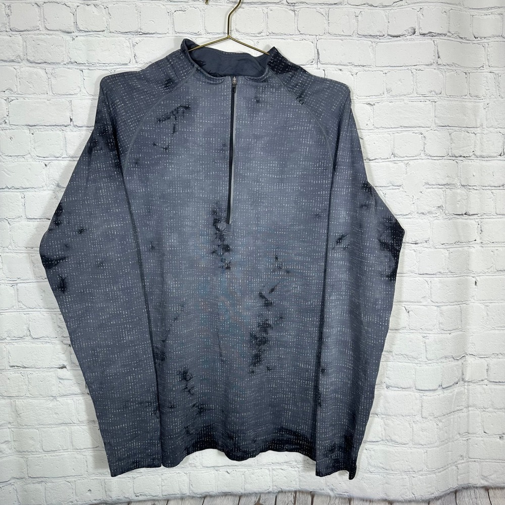 Lululemon Metal Vent Tech 1/2‎ Zip 2.0 Mens Large Grey Black Tie Dye Pullover